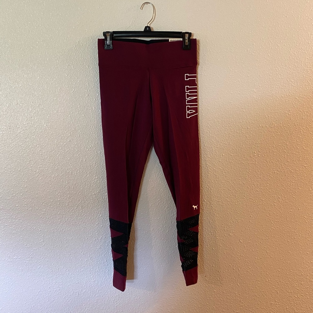 Pink brand leggings maroon black NWT